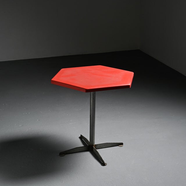 Red Hexagonal Table, Switzerland, 1970 For Sale - Image 9 of 9