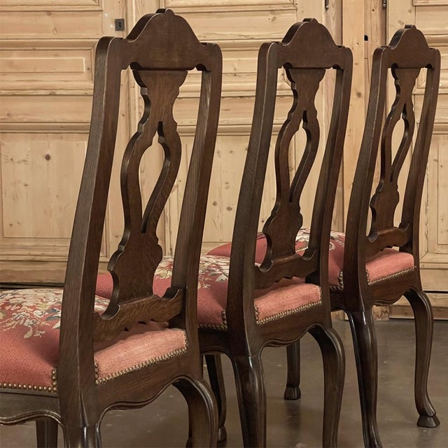 Burnt Umber Set of 6 Antique Liegeoise Needlepoint Dining Chairs Includes 1 Armchair For Sale - Image 8 of 18