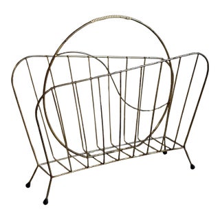 Brass Wire Metal Magazine Holder Mid-Century Modern Vintage For Sale