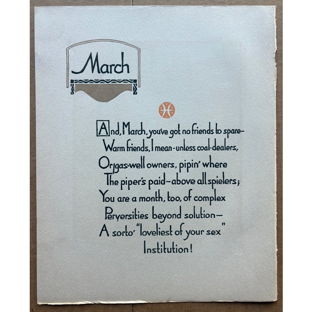 Art Deco Gustave Baumann "March" "All the Year Round" Color Woodcut in 11x14 Mat, 1912 For Sale - Image 3 of 3