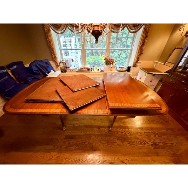 Queen Anne Vintage Ethan Allen Chippendale Style Extension Dining Table & 8 Chairs For Sale - Image 3 of 18