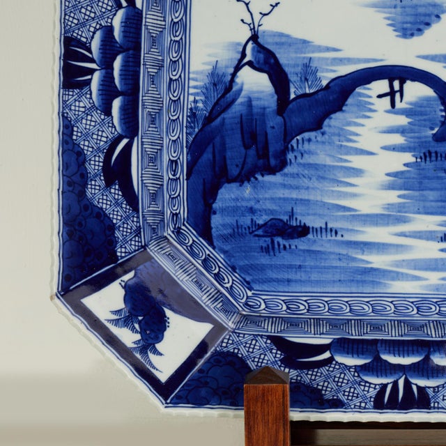 Ceramic Antique Japanese Blue and White Porcelain Charger For Sale - Image 7 of 13