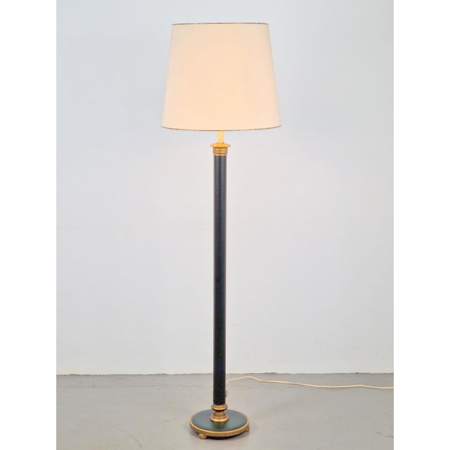 Vintage Neoclassic Green Leather Floor Lamp, 1930s For Sale - Image 15 of 18