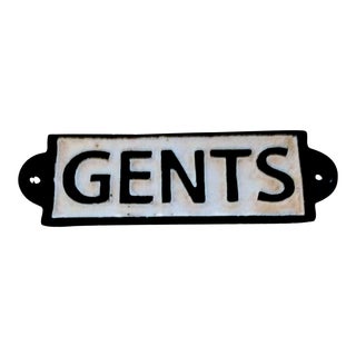 Vintage "Gents" Cast Iron Sign For Sale