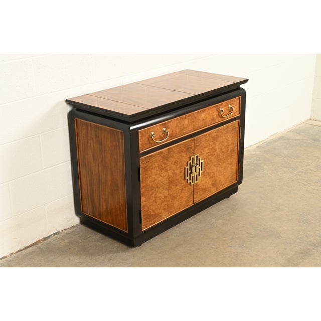 Century Furniture Raymond Sobota for Century Furniture Hollywood Regency Chinoiserie Flip-Top Buffet Server or Bar Cart | Circa 1970s For Sale - Image 4 of 14