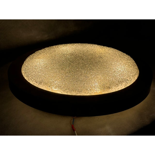 1960s Large Ice Glass Flush Mount Ceiling Lamp attributed to Doria Leuchten Germany, 1960s For Sale - Image 5 of 11