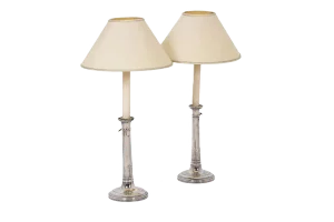 Empire Candlesticks in Silvered Bronze, Set of 2