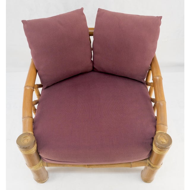 Arts & Crafts Oversized Extra Wide Thick Bamboo Base Asian Style Lounge Chair Super Comfy For Sale - Image 3 of 9