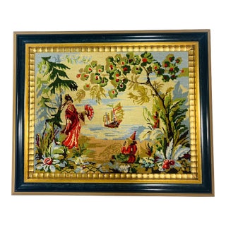 Vintage Chinoiserie Needlepoint, Framed For Sale
