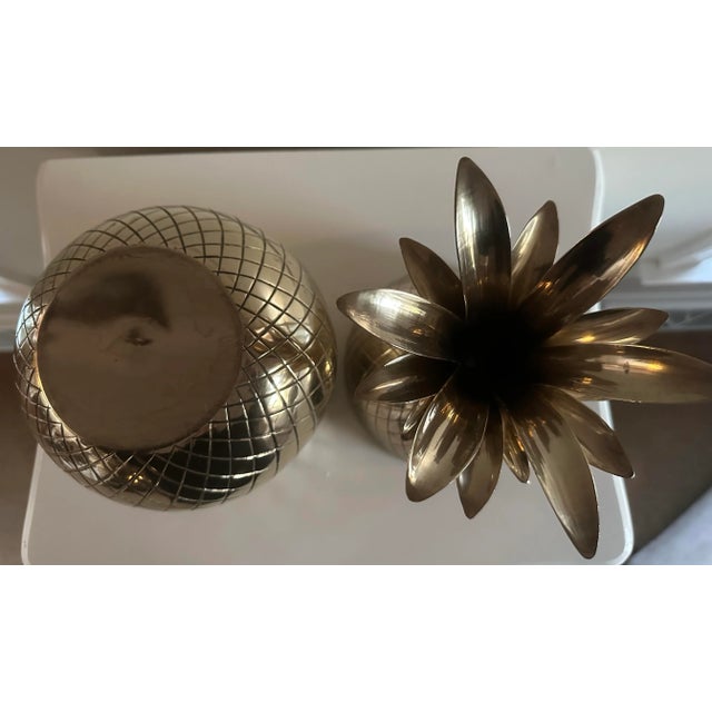 Extra Large Vintage Brass Pineapple For Sale - Image 6 of 9