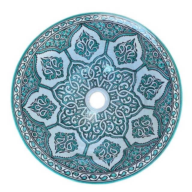 Not Yet Made - Made To Order 2010s Moroccan Blue Ceramic Handmade and Hand Painted Round Washbasin Sink, Zowaqa For Sale - Image 5 of 5