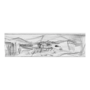 1950s Mountainous Landscape Drawing