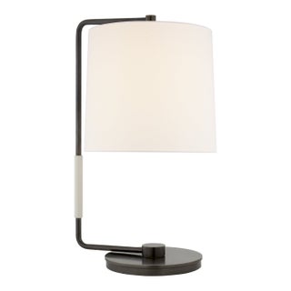 Barbara Barry by Visual Comfort Signature Swing Table Lamp in Bronze with Linen Shade For Sale