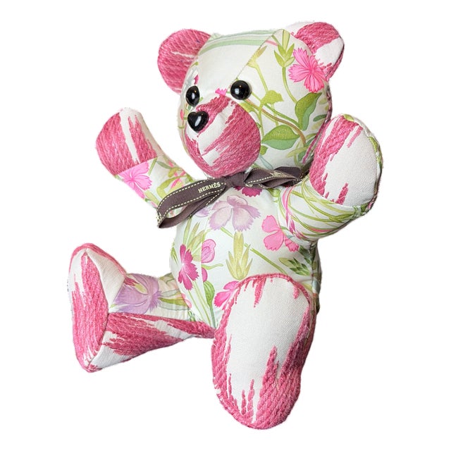 Hermes Oeillets Sauvage Vintage Silk Scarf Tender Teddy Bear For Sale