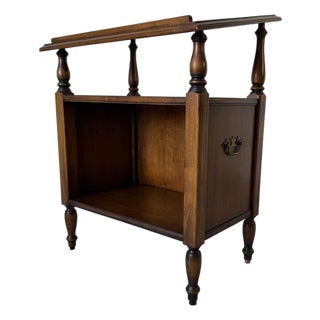 Vintage Brandt Solid Cherry Wood Book Stand / Side Table For Sale
