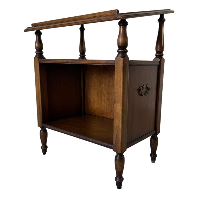 Vintage Brandt Solid Cherry Wood Book Stand / Side Table For Sale