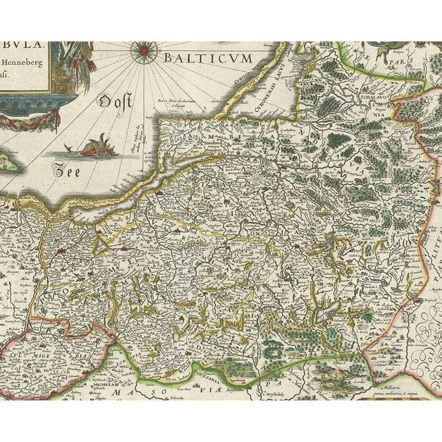 Antique Map of Prussia by Blaeu, 1635 For Sale - Image 4 of 6