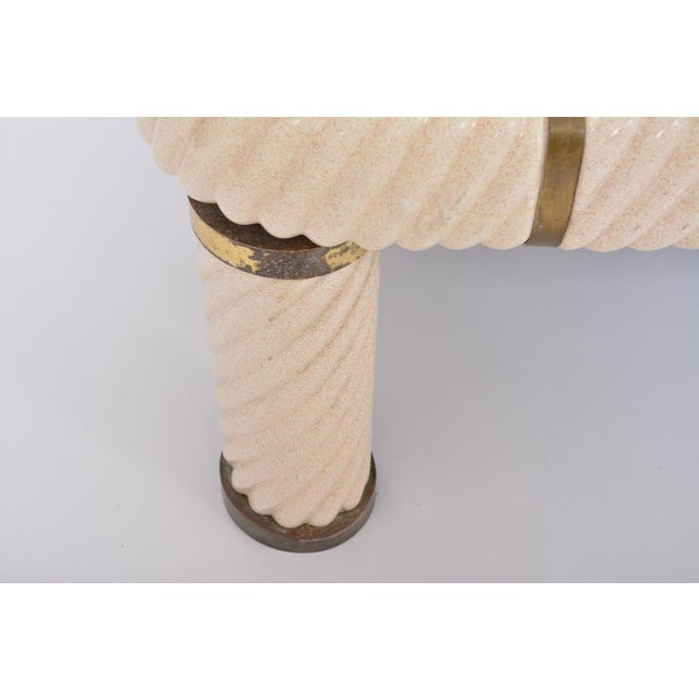 Large White Ceramic and Brass Coffee Table by Tommaso Barbi, 1970s For Sale - Image 12 of 16