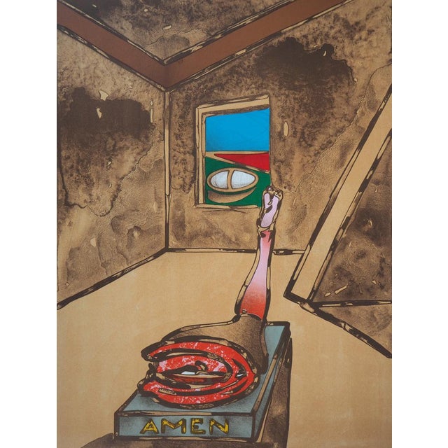 Antonio Recalcati, Surrealist Amen, Original Lithograph For Sale - Image 3 of 8