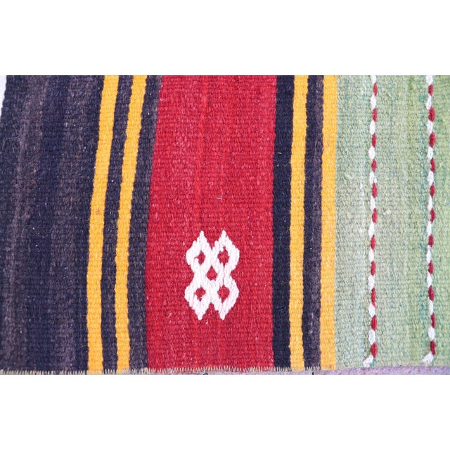 1980s Colorful Striped Mid Century Design Runner Kilim Rug For Sale - Image 9 of 11