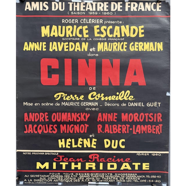 Cinna Les Amis Du Theatre De France Poster, 1960 For Sale - Image 3 of 11