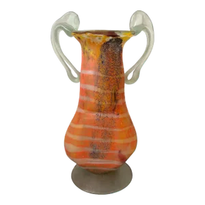 1980s Art Nouveau Style Murano Glass Amphora Vase