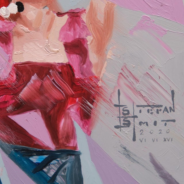 A New Rhythm 2 by Stefan Smit | Oil Painting of a dancer with vibrant colors and abstract shapes For Sale - Image 4 of 5