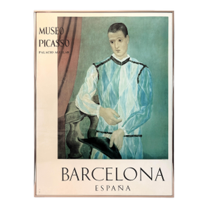 Late 20th Century Original Picasso Barcelona Museum Harlequin Exhibition Poster, Framed