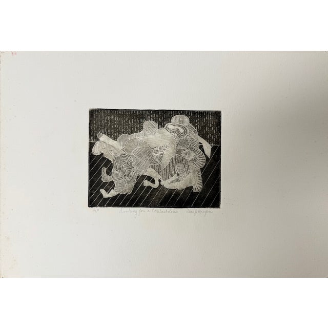 "Looking for a Contact Lens", Abstract Expressionist, Woodblock Print, Artist Stanley J. Krupa For Sale - Image 4 of 9