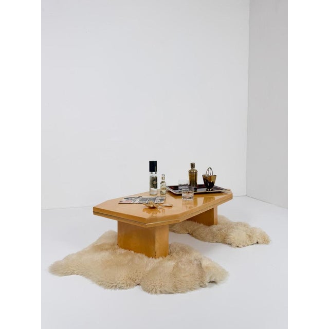 1970s Mid-Century Italian Goatskin and Brass Coffee Table, 1970s For Sale - Image 5 of 18