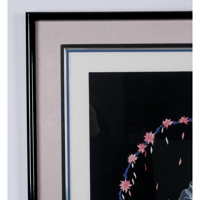 1980s 1983 Erte "Columbine" Hand Signed & Numbered Limited Edition 40/300 Framed & Matted Lithographic Print For Sale - Image 5 of 8