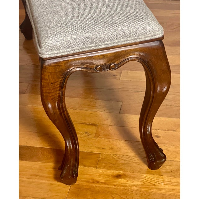 Early 20th Century Italian Louis XV Style Small Carved Walnut Upholstered Bench For Sale - Image 9 of 12