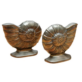 Brass Ammonoidea Bookends, a Pair For Sale