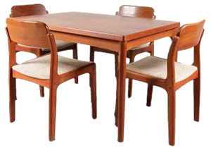 Dining Table and Chairs by Henning Kjærnulf for Vejle Stole, 1960s, Set of 5
