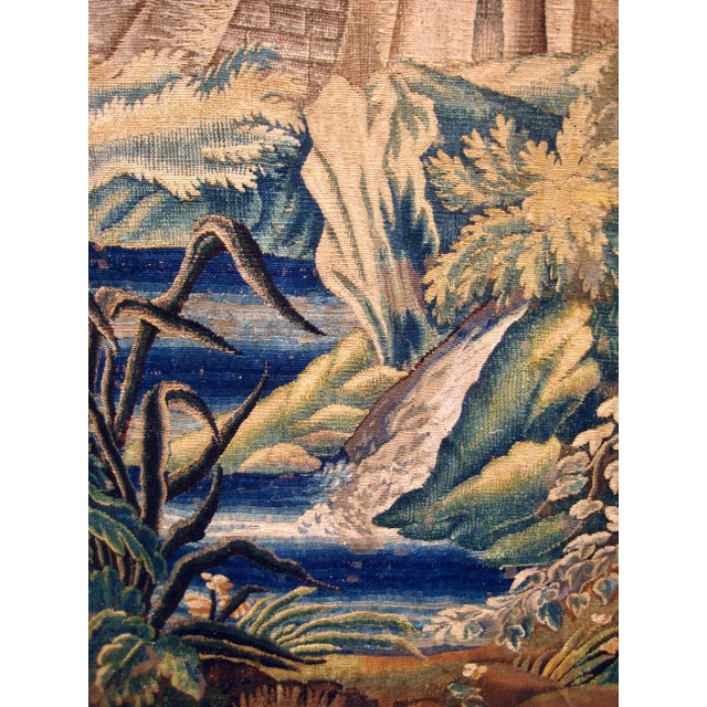 18th Century French Aubusson Verdure Tapestry a Fortress and Two Birds For Sale - Image 4 of 12