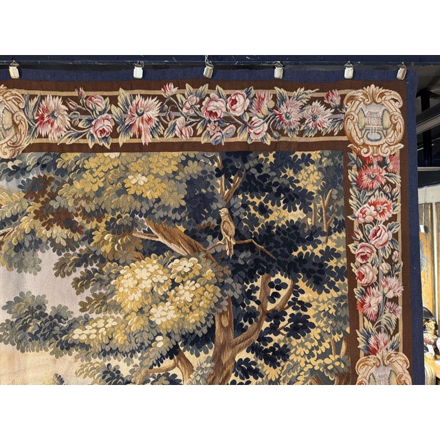 19th Century French Handwoven Aubusson Verdure Wall Tapestry For Sale - Image 4 of 11