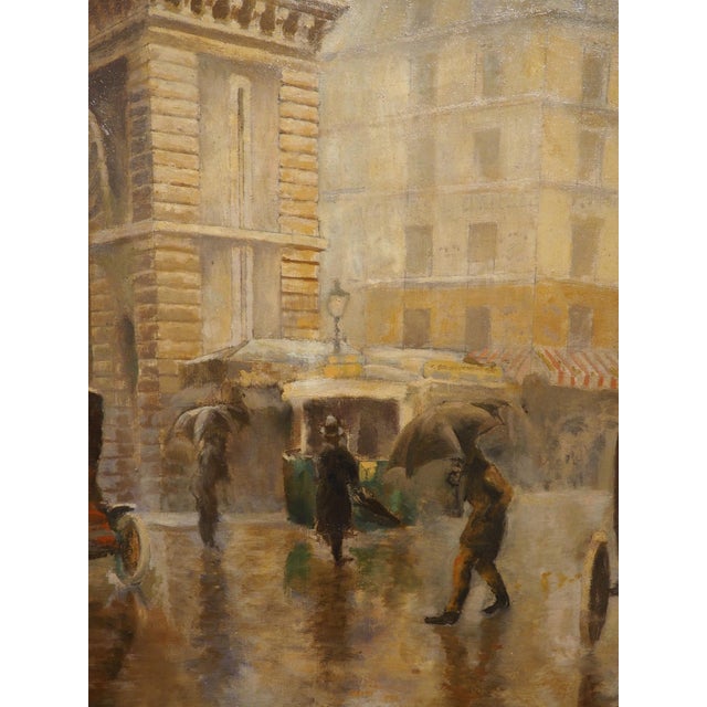 Antique Parisian Street Scene Oil on Canvas Painting of Porte Saint-Martin, 1913 For Sale - Image 14 of 16