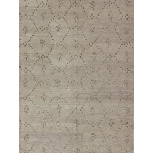 Wool and Silk Modern Tibetan Tan Rug by Keivan Woven Arts 9'0 X 12'0 For Sale - Image 4 of 13