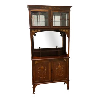 Art Nouveau Inlaid Display Cabinet, 1900 For Sale