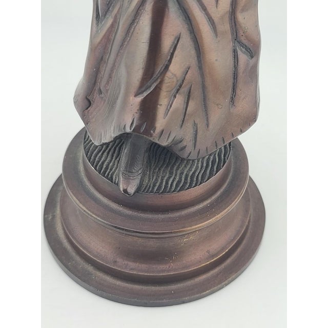 Antique French Bronze Peasant Girl Figurine c.1900 Art Nouveau 8” Statue For Sale In Houston - Image 6 of 15