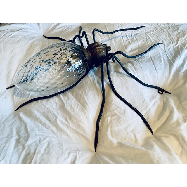 Black Mid-Century Italian Modern Metal and Glass Spider Wall Lamp, 1950s For Sale - Image 8 of 18
