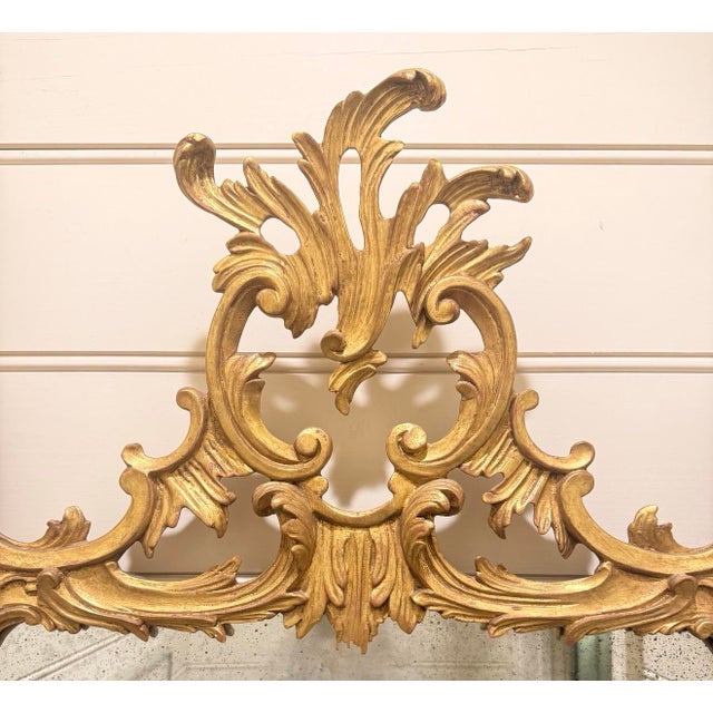 Gold Custom Italian Rococo Mirror With Hand-Carved, Gilt Wood Frame For Sale - Image 8 of 12