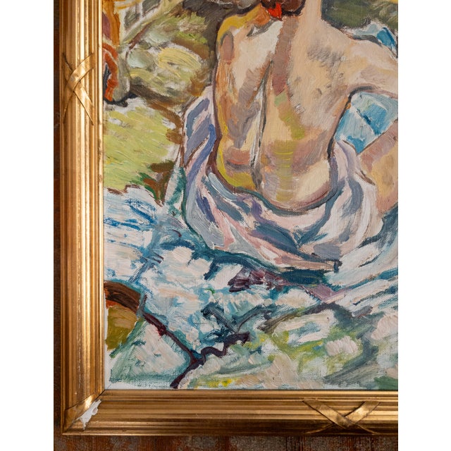 Mid-Century Oil Painting After Rousse (La Toilette) by Henri Toulouss For Sale - Image 9 of 14