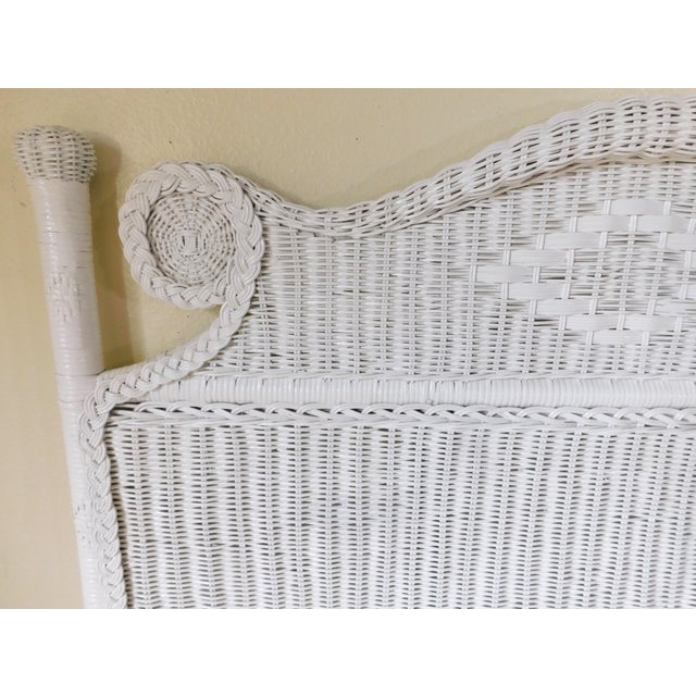 Wood Pair Vintage C1980s Ornate White Wicker Twin Size Headboards For Sale - Image 7 of 18