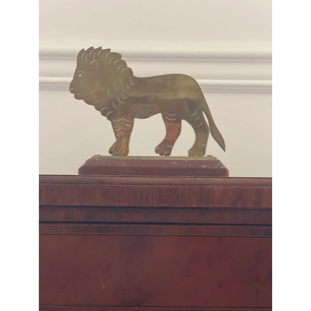 Vintage Brass Lion and Wood Bookends- Set of 2 For Sale - Image 4 of 12