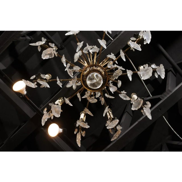 French 1900s French Ten-Light Crystal Chandelier with Brass Armature For Sale - Image 3 of 12