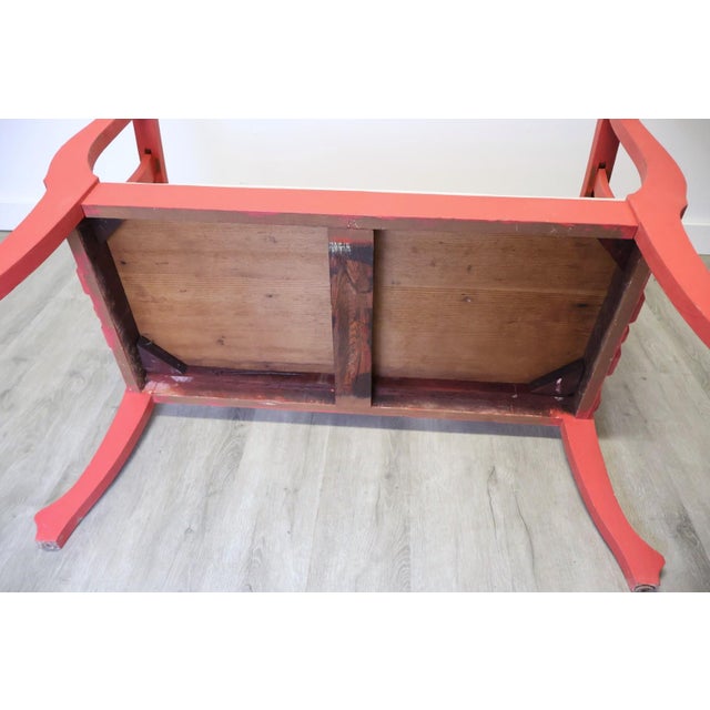 Antique American Classical Grecian Painted Settee With Scrolled Arms & Saber Legs, Circa 1830 For Sale - Image 10 of 10