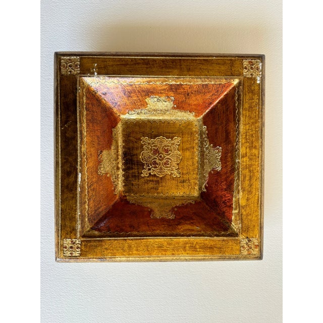 Vintage Florentia Italy Dresser Tray Hand Made Catch All in Gold & Copper For Sale - Image 12 of 12