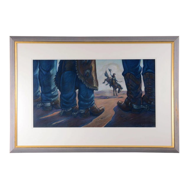 Howard Post "Rider & Boots" Pastel on Paper For Sale