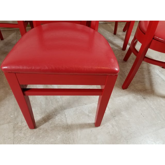 Wood Red Dining Chairs - set of 8 For Sale - Image 7 of 13